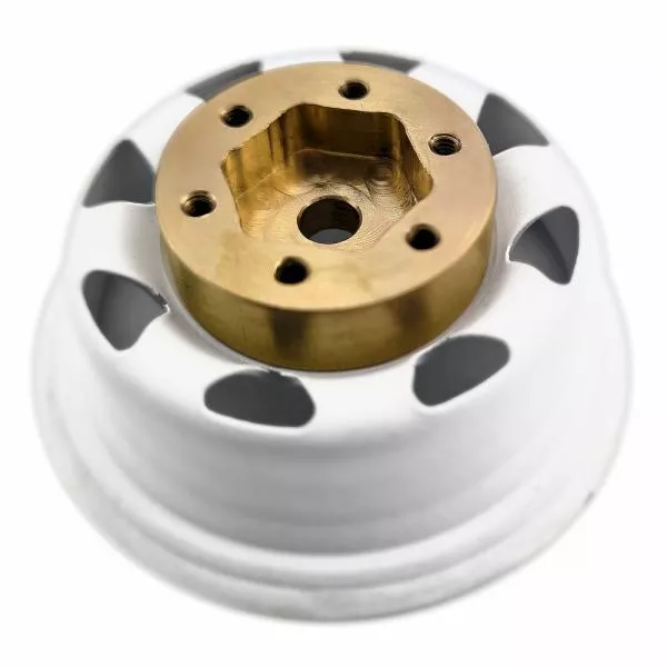 Inside view of the brass crawler wheel spacer for 1.55" beadlock rims